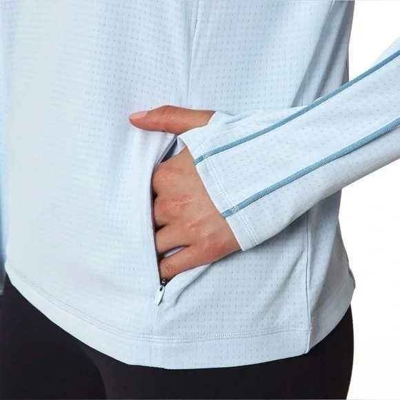 Mondetta Wonen’s Lightweight Sky Blue Quarter-Zip Pullover Shirt Size Large NWOT - Picture 5 of 14